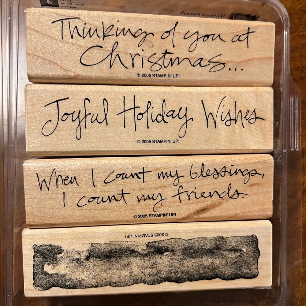 Stampin Up! Wishes Awash set of 4 Wooden Stamp Set